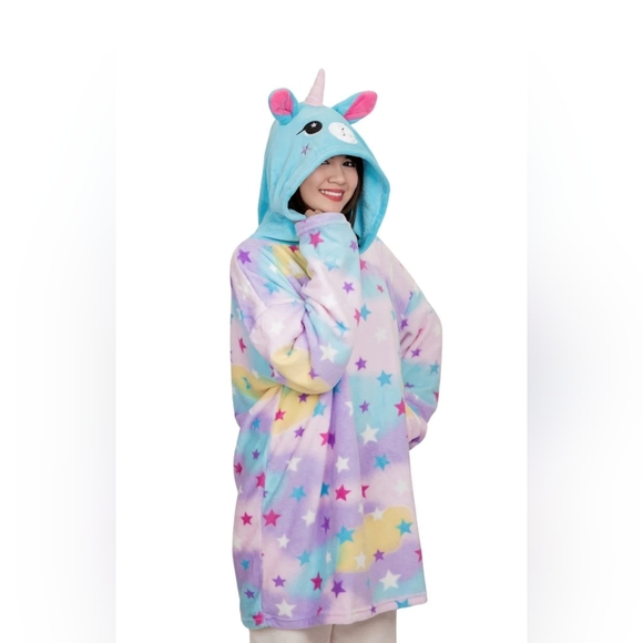 Moosh Moosh Llamacorn Llama Unicorn Hooded Blanket 23x27 One Size - Picture 3 of 5